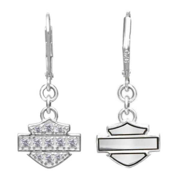 Harley-Davidson Women's Earrings, Bling Bar & Shield Dangles, Silver HDE0183 - Wisconsin Harley-Davidson