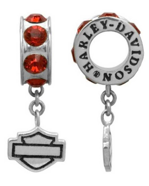 Harley-Davidson Women's Red Crystal Dangle Spacer Ride Bead Charm HDD0016 - Wisconsin Harley-Davidson