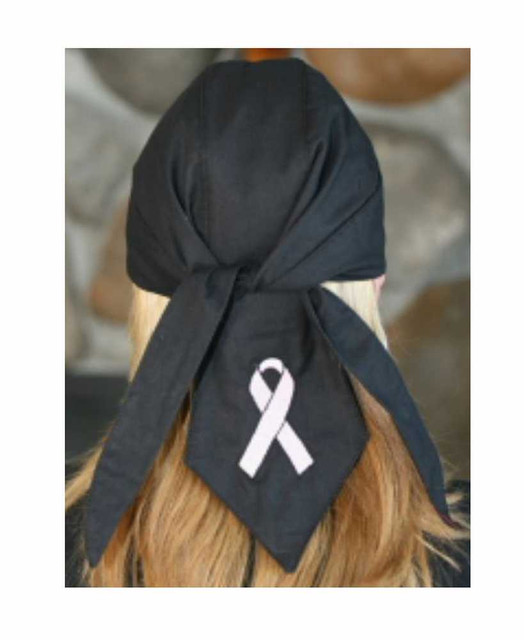 That's A Wrap Women's Head Wrap, Pink Breast Cancer Ribbon, Black HW26541 - Wisconsin Harley-Davidson