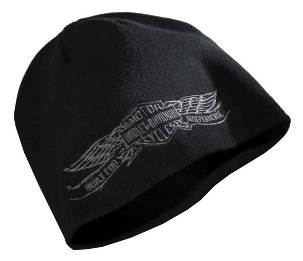 Harley-Davidson Men's Embroidered Independence Knit Beanie Cap, Black 97616-16VM - Wisconsin Harley-Davidson