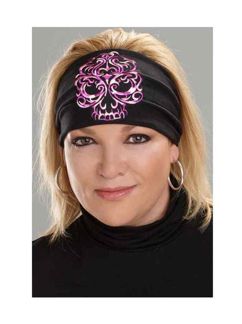 That's A Wrap Women's Knotty Band, Fandango Purple Skull Bandana, Black KB1611 - Wisconsin Harley-Davidson