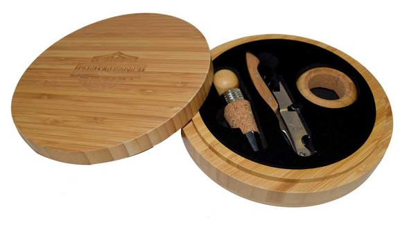 Harley-Davidson Maestro Wine Tool Bamboo Set, Bar & Shield Engraved Logo 890-00 - Wisconsin Harley-Davidson
