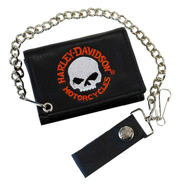 Harley-Davidson® Men's Leather Skull Embroidered Biker Chain