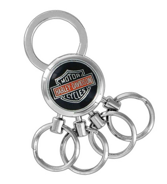 Harley-Davidson Key Chain, Bar & Shield Logo Multi-Ring Key Chain Silver HDKMS15 - Wisconsin Harley-Davidson