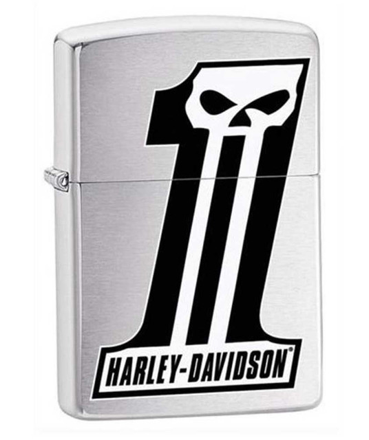 Harley-Davidson #1 Skull Logo Zippo Lighter Brushed Chrome Finish 28228 - Wisconsin Harley-Davidson
