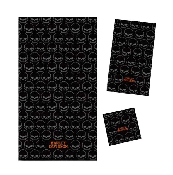 Harley-Davidson Willie G. Skull 3 Piece Bath Towel Set, Black 5986 - Wisconsin Harley-Davidson