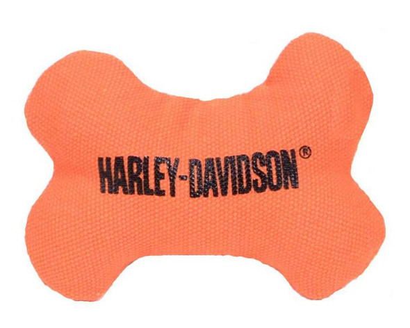 Harley-Davidson H-D Bone Squeaker Pet Toy 4 Inch Canvas Orange H8300-H-K03DOG - Wisconsin Harley-Davidson