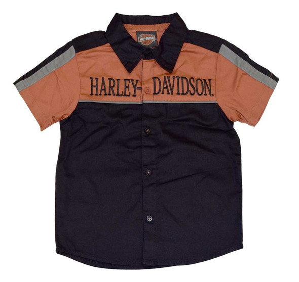 Harley-Davidson Big Boys' Shop Shirt, H-D Button Up Garage Tee, Black 4291386 - Wisconsin Harley-Davidson