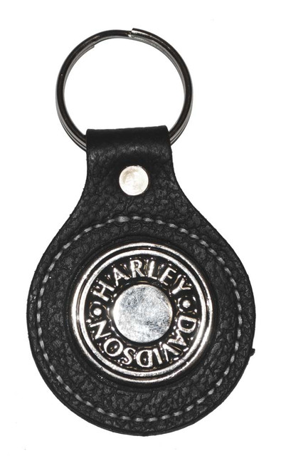 Harley-Davidson Embossed Enamel Medallion Leather Key Ring Fob K10H - Wisconsin Harley-Davidson