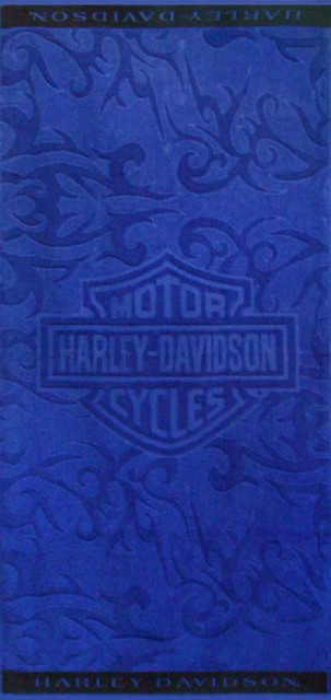 Harley-Davidson Sculpted Blue Flame Jacquard Beach Towel 11672 - Wisconsin Harley-Davidson