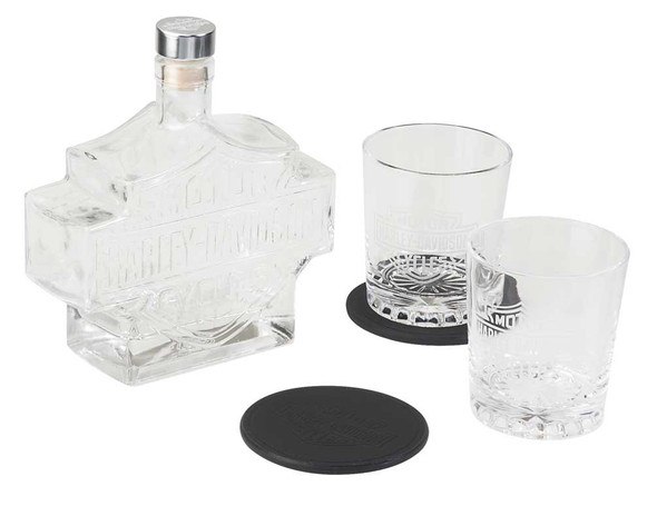LILLEAGUE セット Harley-Davidson® Bar & Shield Logo Decanter Set, Hand Blown