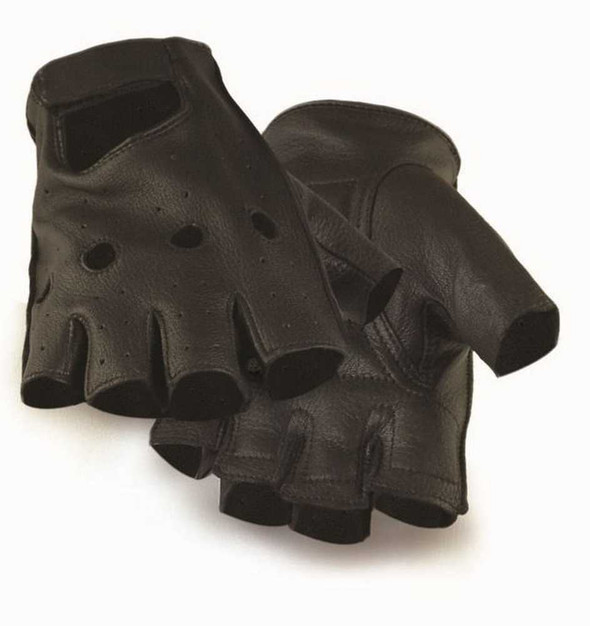 Northstar Mens Deerskin Motorcycle Glove Black (Unlined) Fingerless, Padded 031B - Wisconsin Harley-Davidson