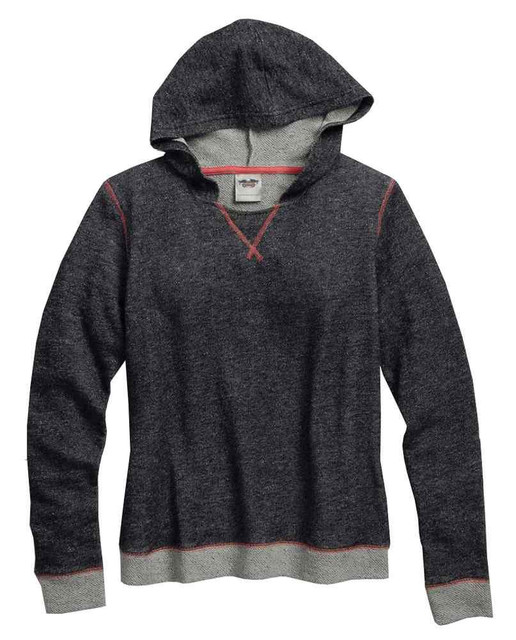 Harley-Davidson Women's French Terry Sleep Pullover Hoodie, Charcoal 97889-16VW - Wisconsin Harley-Davidson