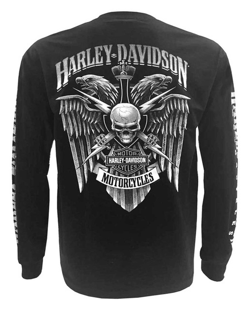HARLEY-DAVIDSON スケルトン長袖Tシャツ 3XL サーマル Harley-Davidson® Men's Skull Lightning Crest Graphic Long Sleeve
