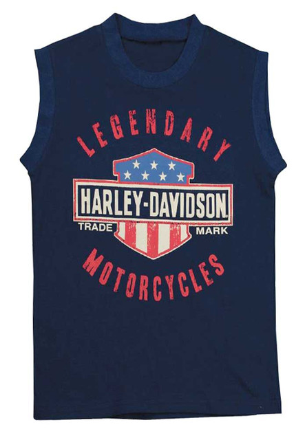 Harley-Davidson Little Boys' Jersey Sleeveless Muscle Tee, Navy Blue 1072659 - Wisconsin Harley-Davidson