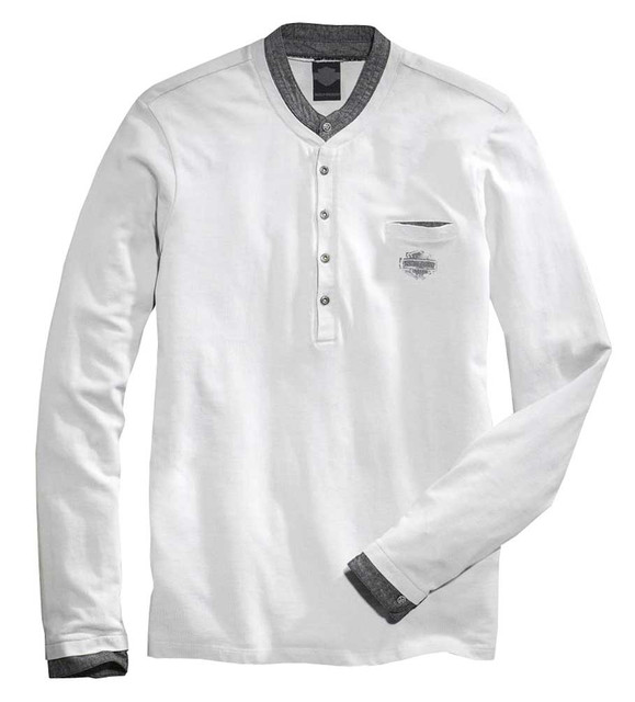 Harley-Davidson Men's Double Layer Long Sleeve Henley Shirt, Gray 96435-16VM - Wisconsin Harley-Davidson