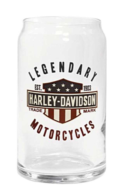 Harley-Davidson Legendary Bar & Shield Decal Soda Can Glass, 16 oz. 96891-16V - Wisconsin Harley-Davidson