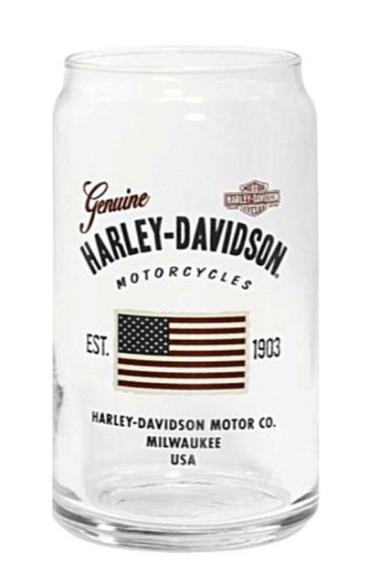 Harley-Davidson Stars & Stripes American Flag Soda Can Glass, 16 oz. 96893-16V - Wisconsin Harley-Davidson