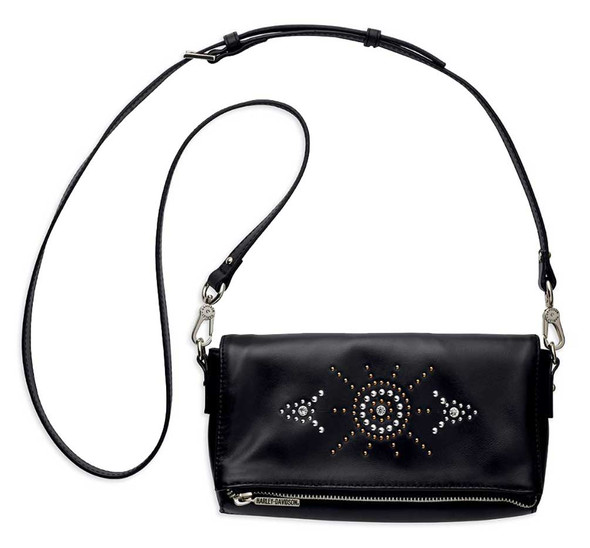 Harley-Davidson Womens Embellished Crossbody Handbag, Genuine Leather 97897-16VW - Wisconsin Harley-Davidson