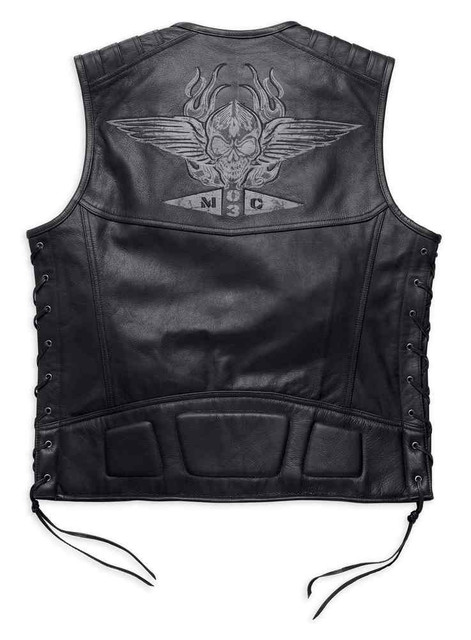 Harley-Davidson® Men's Fetter Lacing Leather Midweight Vest, Black