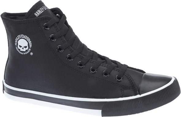 Harley-Davidson Men's Baxter Black/White 4.5" Leather Hi-Cut Sneakers D93341 - Wisconsin Harley-Davidson