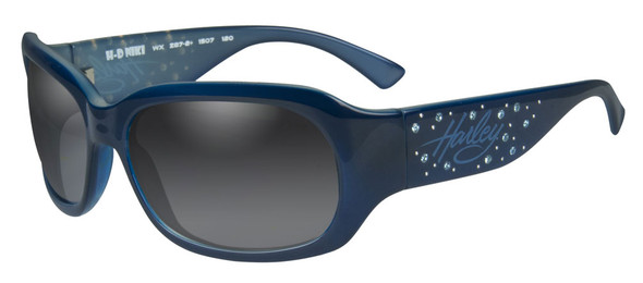 Harley-Davidson Women's Rhinestone Niki Sunglasses, Fade Lens/Blue Frame HRNIK21 - Wisconsin Harley-Davidson