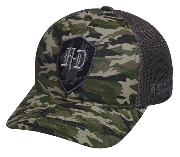 Harley-Davidson Men's H-D Patch Camouflage Trucker Cap, Adjustable 97601-17VM - Wisconsin Harley-Davidson