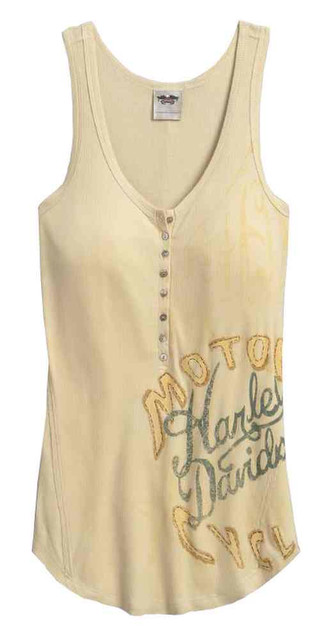 Harley-Davidson Women's Ribbed Henley High-Low Sleeveless Tank Top 96003-17VW - Wisconsin Harley-Davidson