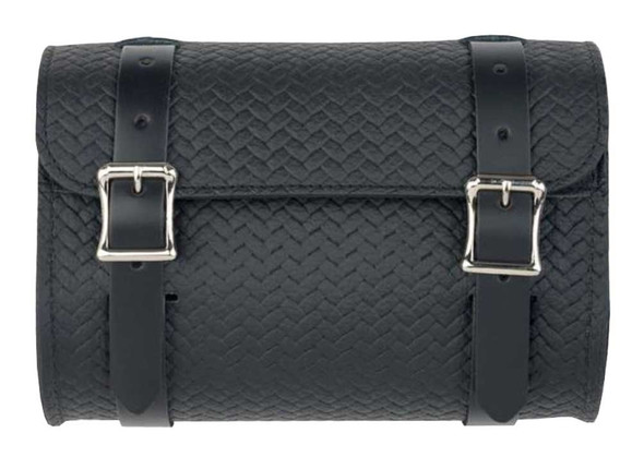 Mascorro Motorcycle Biker Small Basket Weave Tool Pouch Bag, Black Leather BK59 - Wisconsin Harley-Davidson