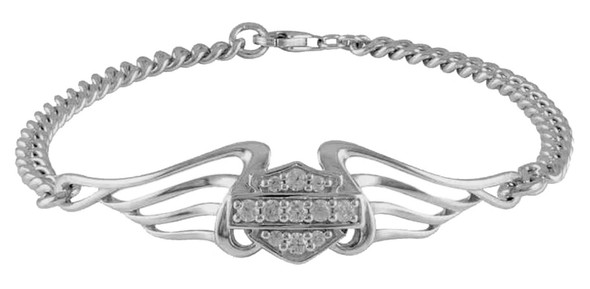 Harley-Davidson Women's Bling B&S Pierced Wings Chain Bracelet HDB0364 - Wisconsin Harley-Davidson