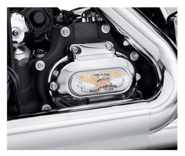 Harley-Davidson® Live to Ride Gold & Chrome Transmission End Cover