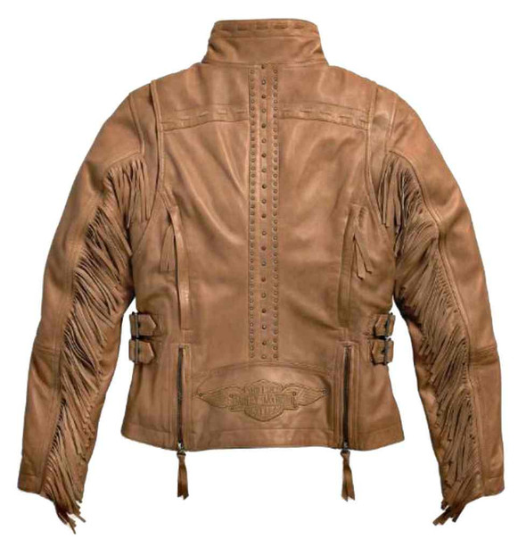 Harley-Davidson® Women's Calamity Fringe Leather Jacket, Brown