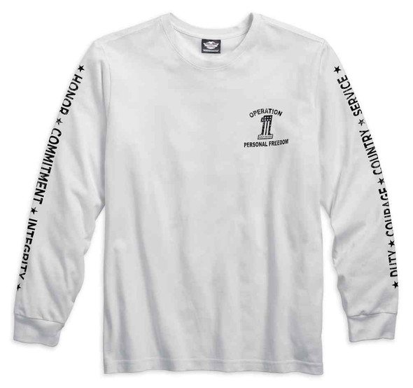Harley-Davidson Men's Wounded Warrior Project Long Sleeve Tee, White 99062-16VM - Wisconsin Harley-Davidson