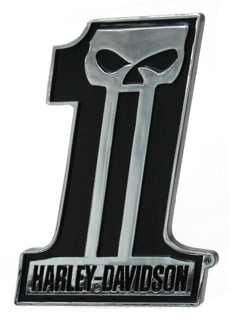 Harley-Davidson #1 Skull Dark Custom Chrome Injection Molded Emblem CG41507 - Wisconsin Harley-Davidson