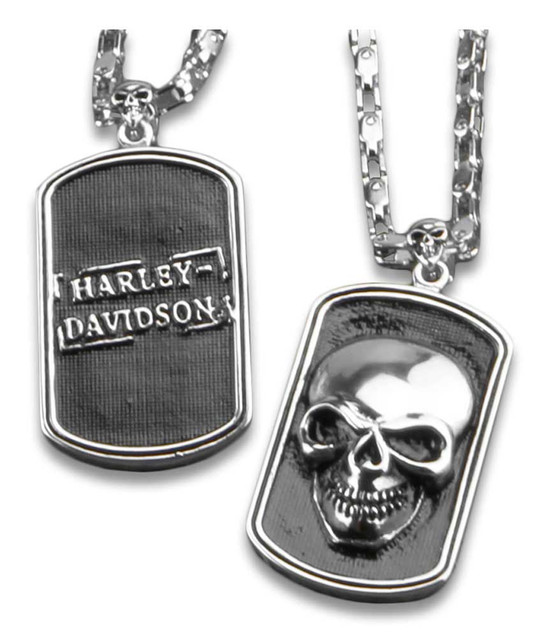 Harley-Davidson 3D Skull Heavy-Duty Premium Chain Dog Tag, Chrome 8005009 - Wisconsin Harley-Davidson