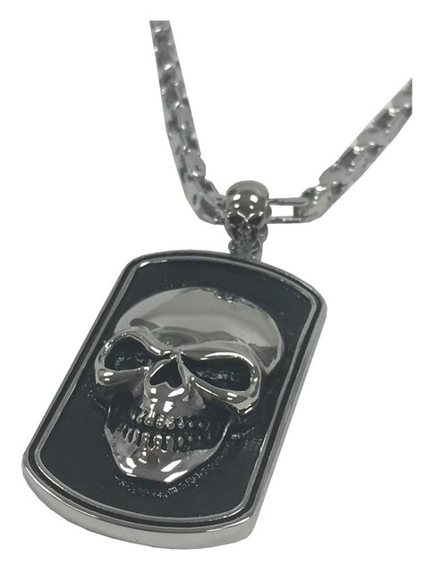 Harley-Davidson® 3D Skull Heavy-Duty Premium Chain Dog Tag, Chrome