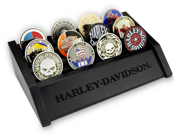 Harley-Davidson Small Wooden Coin Holder Display, Holds 24 Coins, Black 8002688 - Wisconsin Harley-Davidson