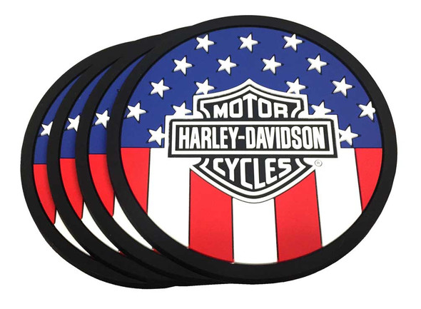 Harley-Davidson American Flag Bar & Shield PVC Coaster Set, Set of 4, 210041 - Wisconsin Harley-Davidson