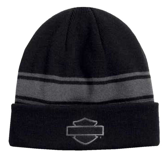 Harley-Davidson Men's Bar & Shield Logo Cuffed Knit Beanie Hat, Black 97639-17VM - Wisconsin Harley-Davidson
