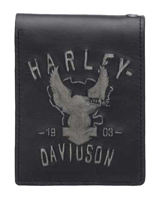 Harley-Davidson Men's Embossed Shadow Eagle Bi-Fold Leather Wallet 97634-17VM - Wisconsin Harley-Davidson