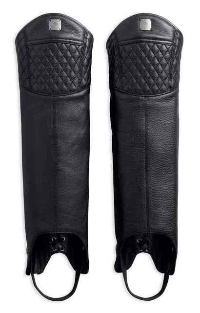 Harley-Davidson Women's Heavyweight Leather Half Chaps, Black 97162-17VW - Wisconsin Harley-Davidson