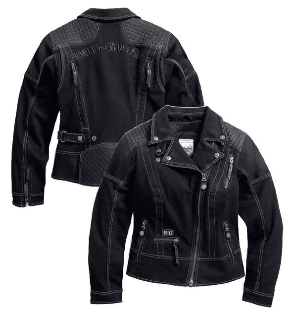Harley-Davidson® Women's Specter Coated Denim Riding Jacket, Black