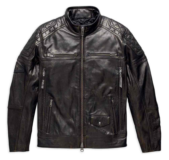 Harley-Davidson Men's Benson Lightweight Leather Jacket, Black 97155-17VM - Wisconsin Harley-Davidson