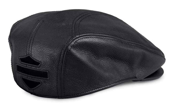 Harley-Davidson Men's Stylized B&S Logo Leather Ivy Cap, Black 97645-17VM - Wisconsin Harley-Davidson