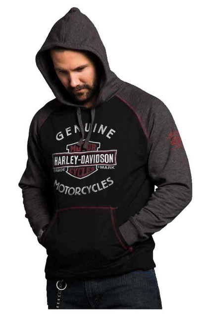 Harley-Davidson Men's Bar & Shield Premium Hooded Fleece Pullover H26U-HC55 - Wisconsin Harley-Davidson