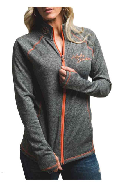 Harley-Davidson Women's Performance Zip Premium Mock Neck Sweatshirt H666-HB83 - Wisconsin Harley-Davidson
