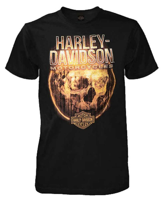 Harley-Davidson Men's Circle Of Fire Skull Short Sleeve T-Shirt, Solid Black - Wisconsin Harley-Davidson