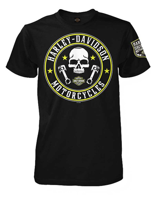 Harley-Davidson Men's Electrify Skull Graphic Short Sleeve T-Shirt, Solid Black - Wisconsin Harley-Davidson