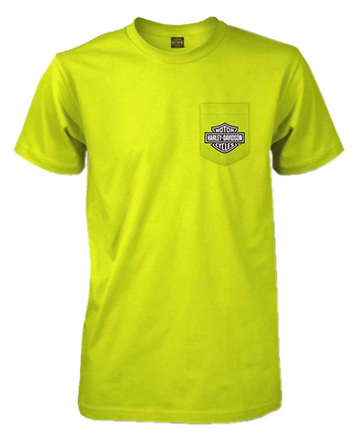 Harley-Davidson Men's Standard Bar & Shield Short Sleeve T-Shirt, Safety Green - Wisconsin Harley-Davidson