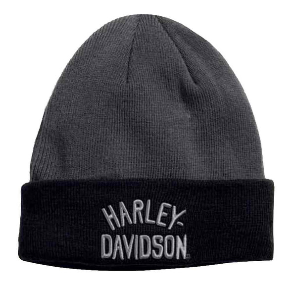 Harley-Davidson Men's Colorblocked H-D Cuff Knit Beanie Hat, Gray 97651-17VM - Wisconsin Harley-Davidson